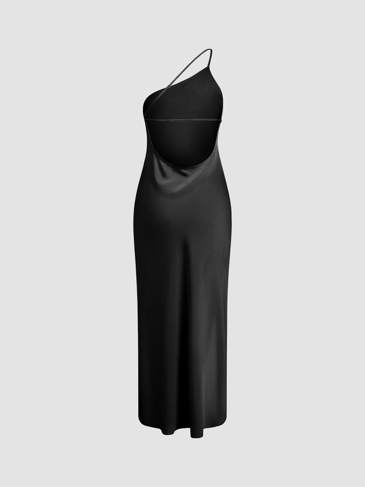Lange satin Kleid mit Schlitzen am Rücken – rückenfreies Abendkleid Satinkleid bodenlang elegant