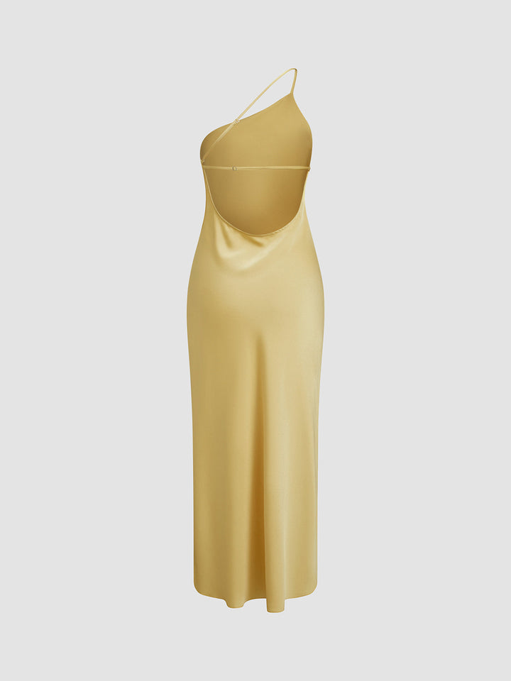 Lange satin Kleid mit Schlitzen am Rücken – rückenfreies Abendkleid Satinkleid bodenlang elegant