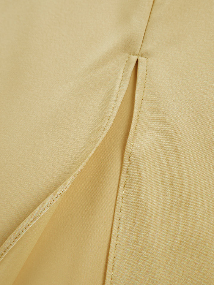 Lange satin Kleid mit Schlitzen am Rücken – rückenfreies Abendkleid Satinkleid bodenlang elegant
