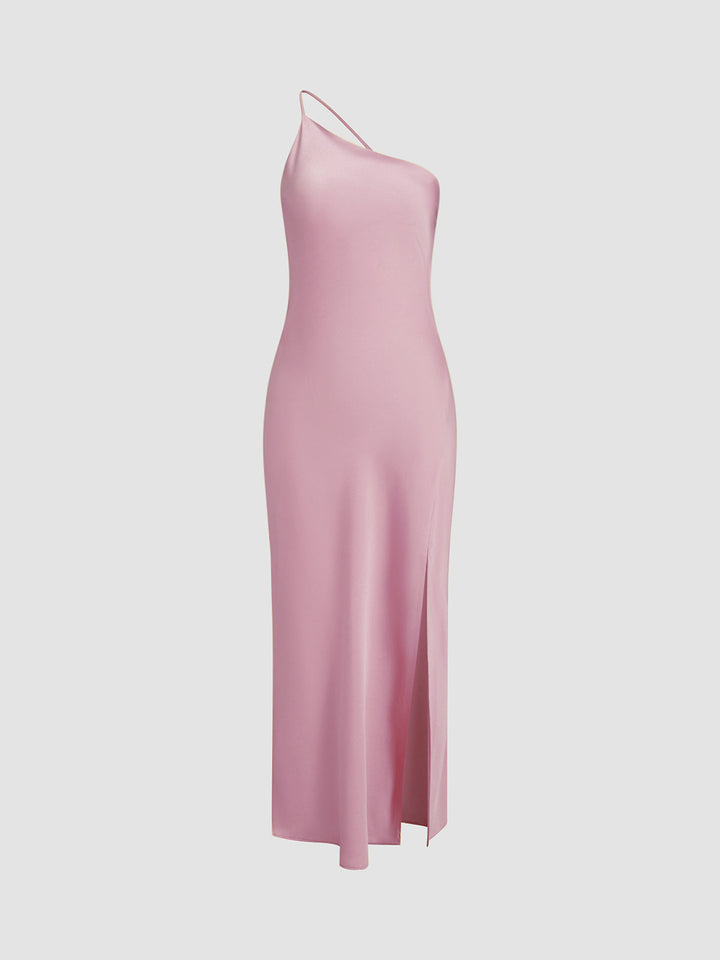 Lange satin Kleid mit Schlitzen am Rücken – rückenfreies Abendkleid Satinkleid bodenlang elegant
