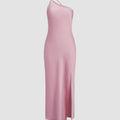 Lange satin Kleid mit Schlitzen am Rücken – rückenfreies Abendkleid Satinkleid bodenlang elegant