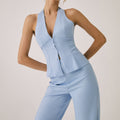 Damen Weste & Hose Set | Elegant & Lässig — Baumwolle, Weites Bein, Hochbund, ärmellos