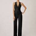 Damen Weste & Hose Set | Elegant & Lässig — Baumwolle, Weites Bein, Hochbund, ärmellos
