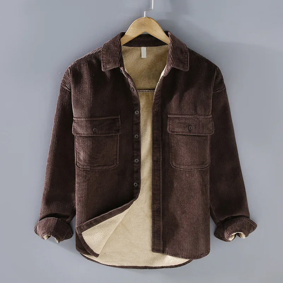 Herren warme Cordjacke mit Knopfleiste