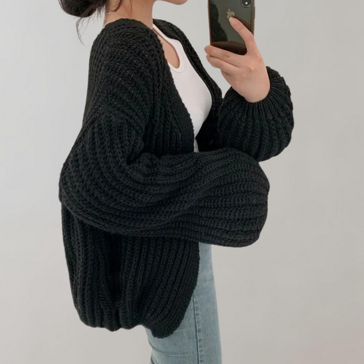 Bequeme Langärmelige Strickjacke Für Frauen