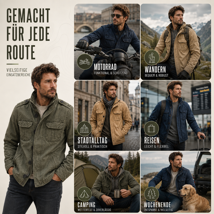 Cargo Jeansjacke mit Mehrfach-Taschen & Robustem Design
