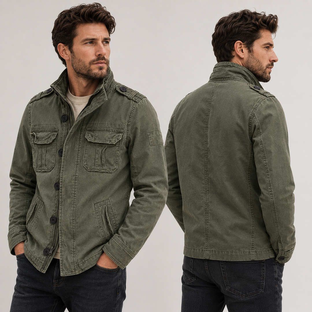 Cargo Jeansjacke mit Mehrfach-Taschen & Robustem Design