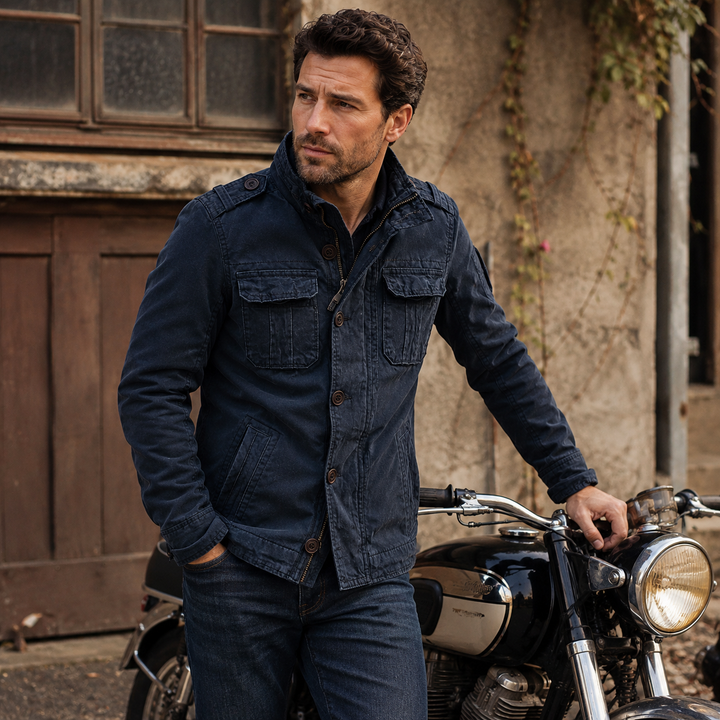 Cargo Jeansjacke mit Mehrfach-Taschen & Robustem Design