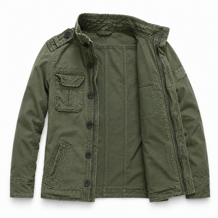 Cargo Jeansjacke mit Mehrfach-Taschen & Robustem Design