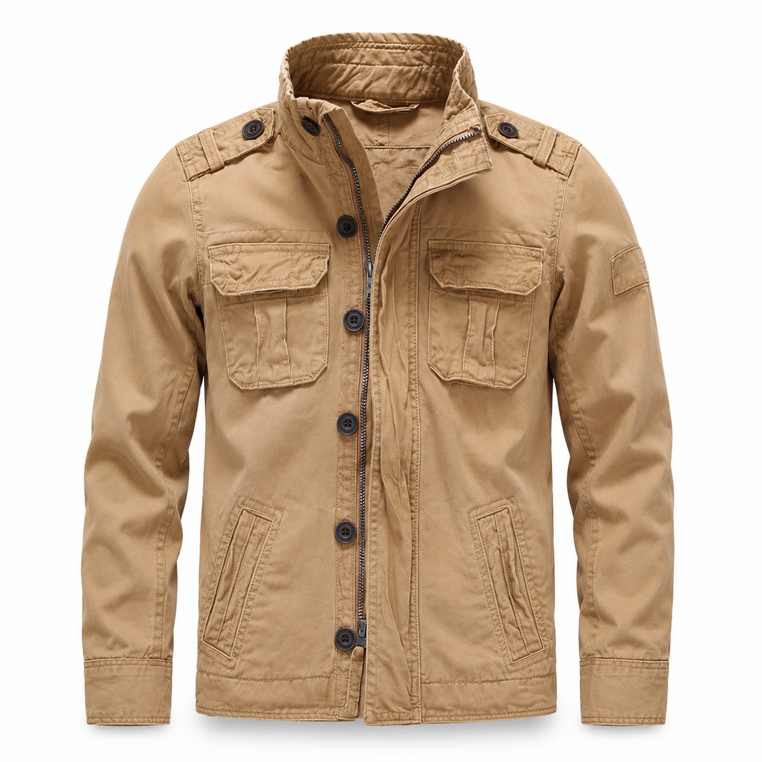 Cargo Jeansjacke mit Mehrfach-Taschen & Robustem Design