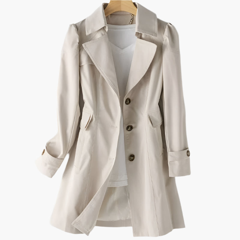 Damen Klassischer Langer Trenchcoat mit Knöpfen vorne