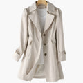 Damen Klassischer Langer Trenchcoat mit Knöpfen vorne