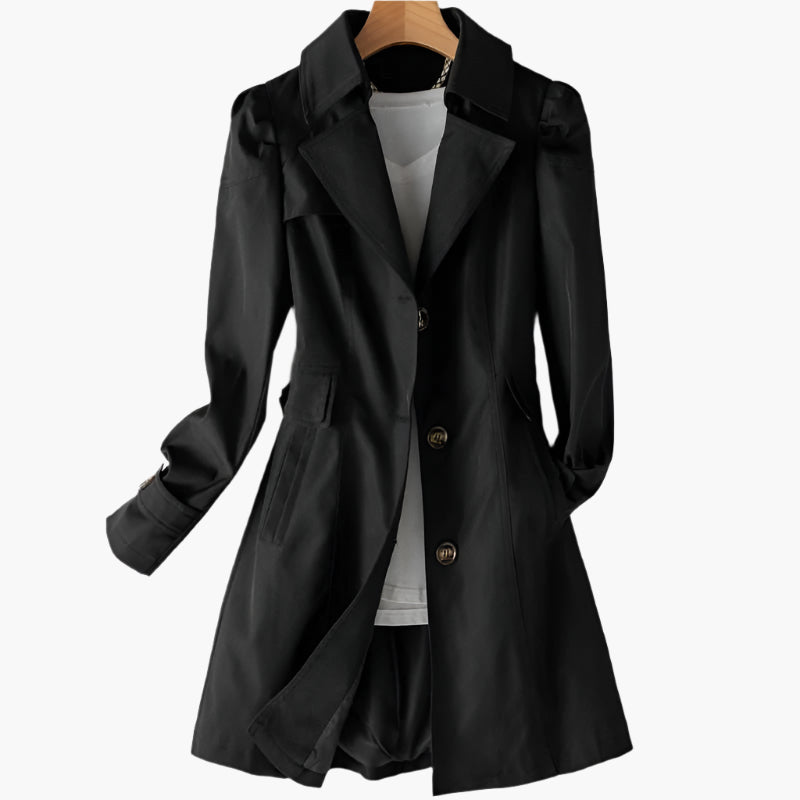 Damen Klassischer Langer Trenchcoat mit Knöpfen vorne