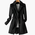 Damen Klassischer Langer Trenchcoat mit Knöpfen vorne