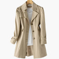 Damen Klassischer Langer Trenchcoat mit Knöpfen vorne
