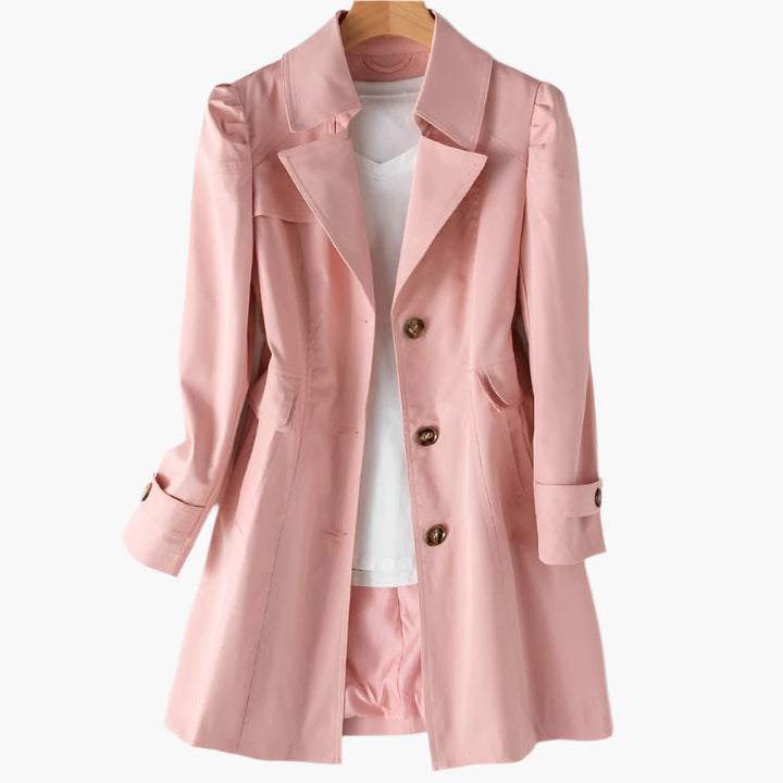 Damen Klassischer Langer Trenchcoat mit Knöpfen vorne
