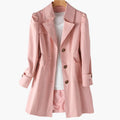 Damen Klassischer Langer Trenchcoat mit Knöpfen vorne