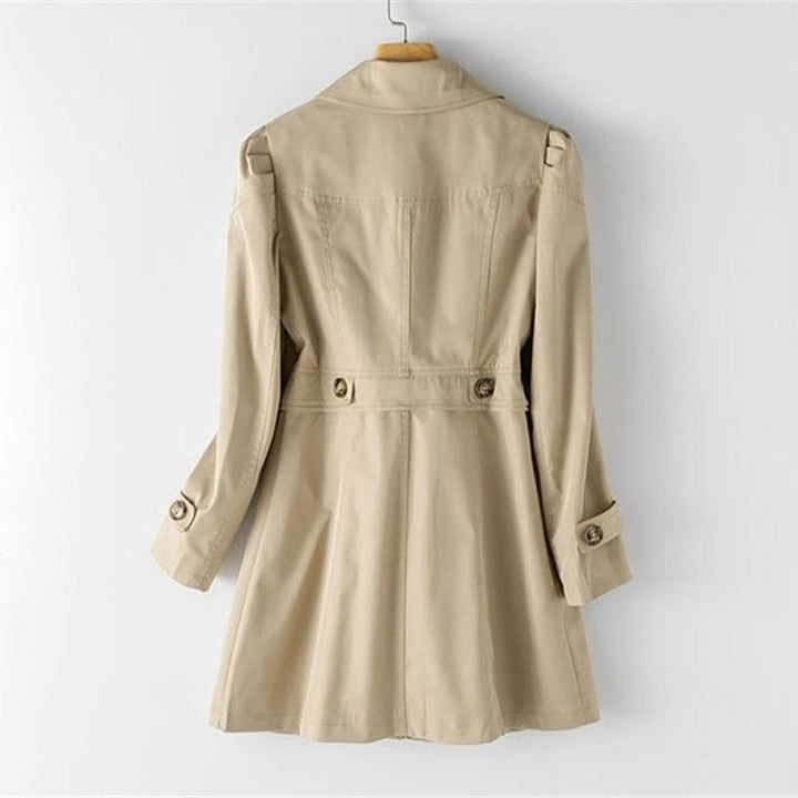 Damen Klassischer Langer Trenchcoat mit Knöpfen vorne