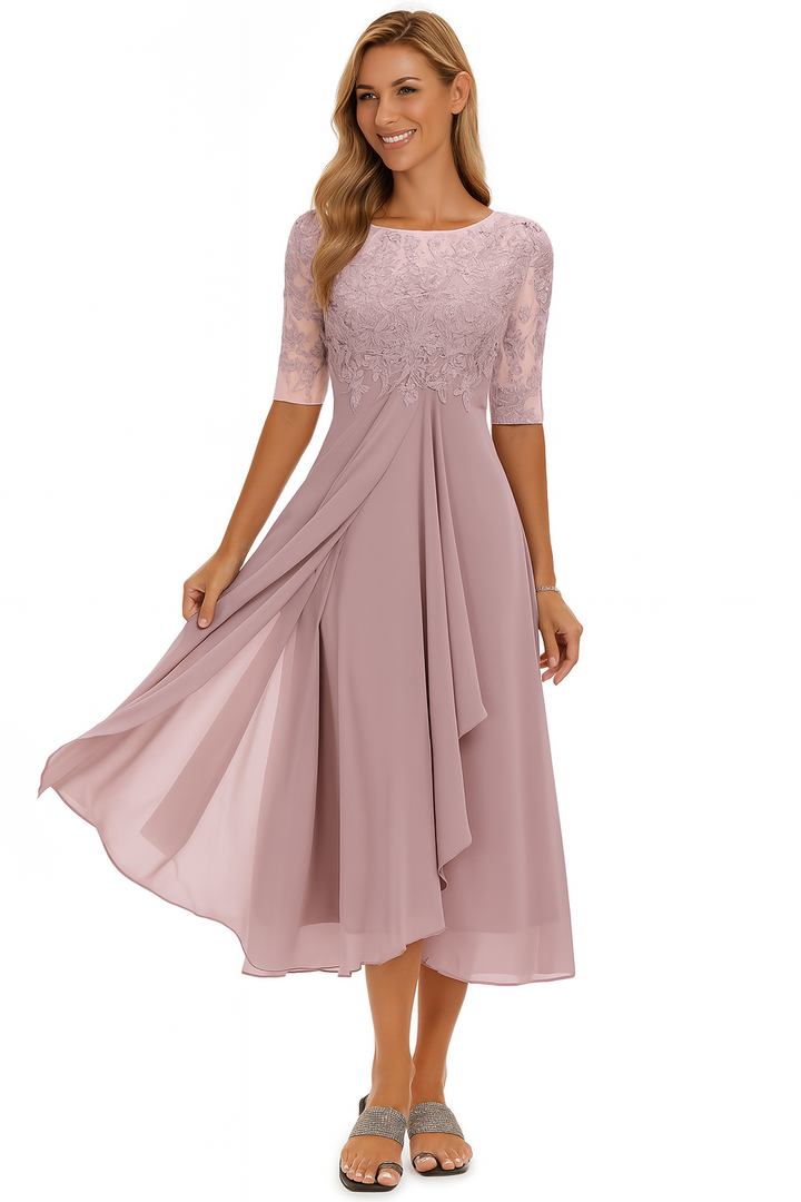 Damen Sommer A Linie Midi Kleid