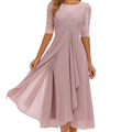 Damen Sommer A Linie Midi Kleid