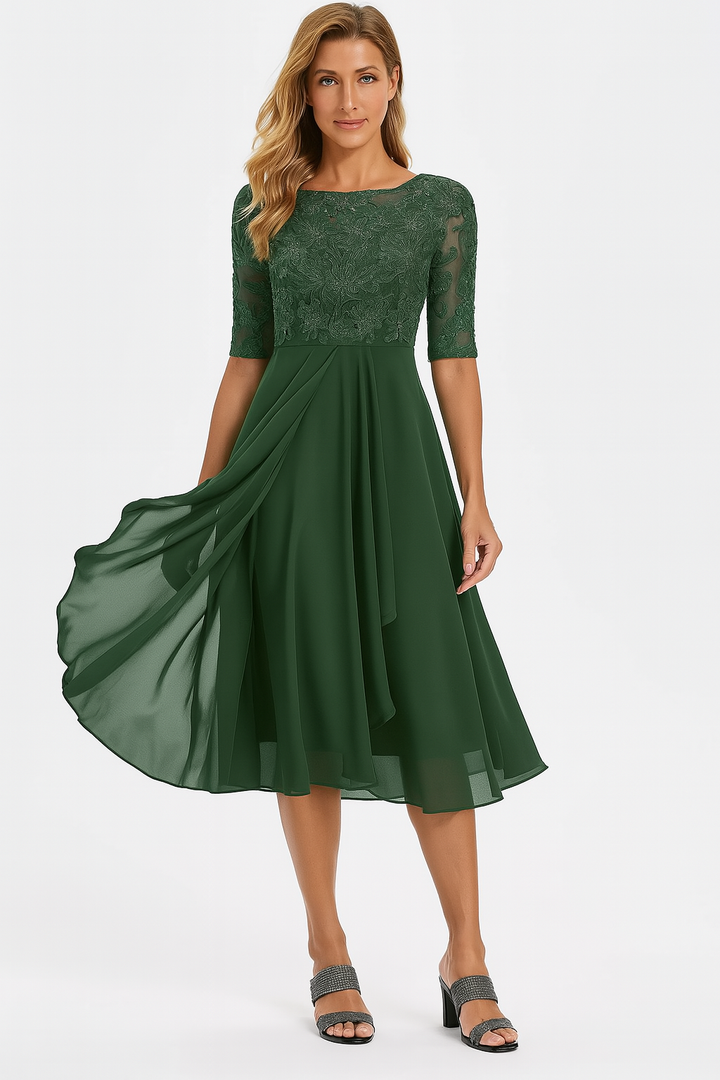 Damen Sommer A Linie Midi Kleid