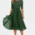 Damen Sommer A Linie Midi Kleid