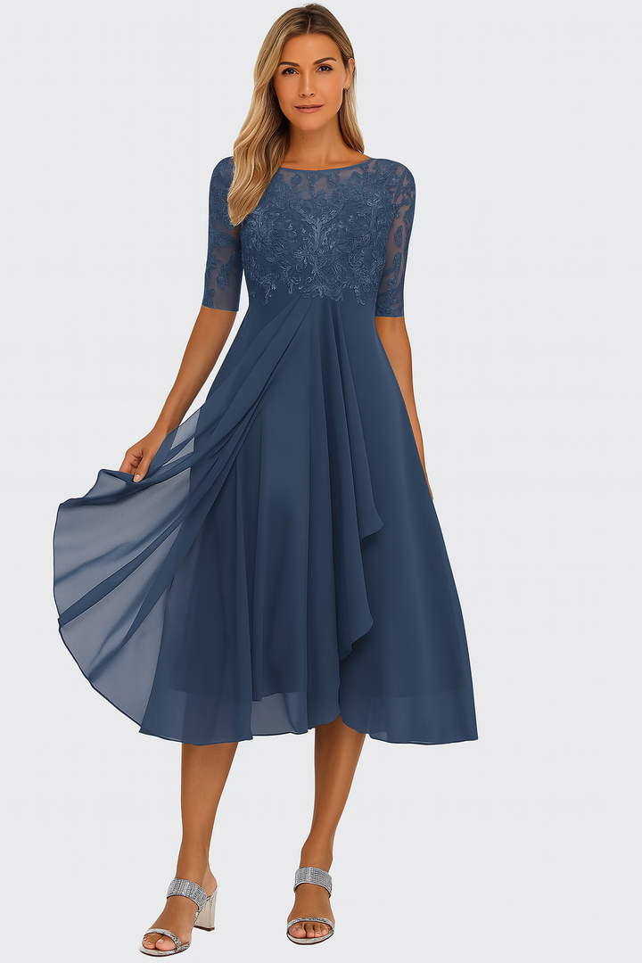 Damen Sommer A Linie Midi Kleid