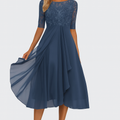 Damen Sommer A Linie Midi Kleid