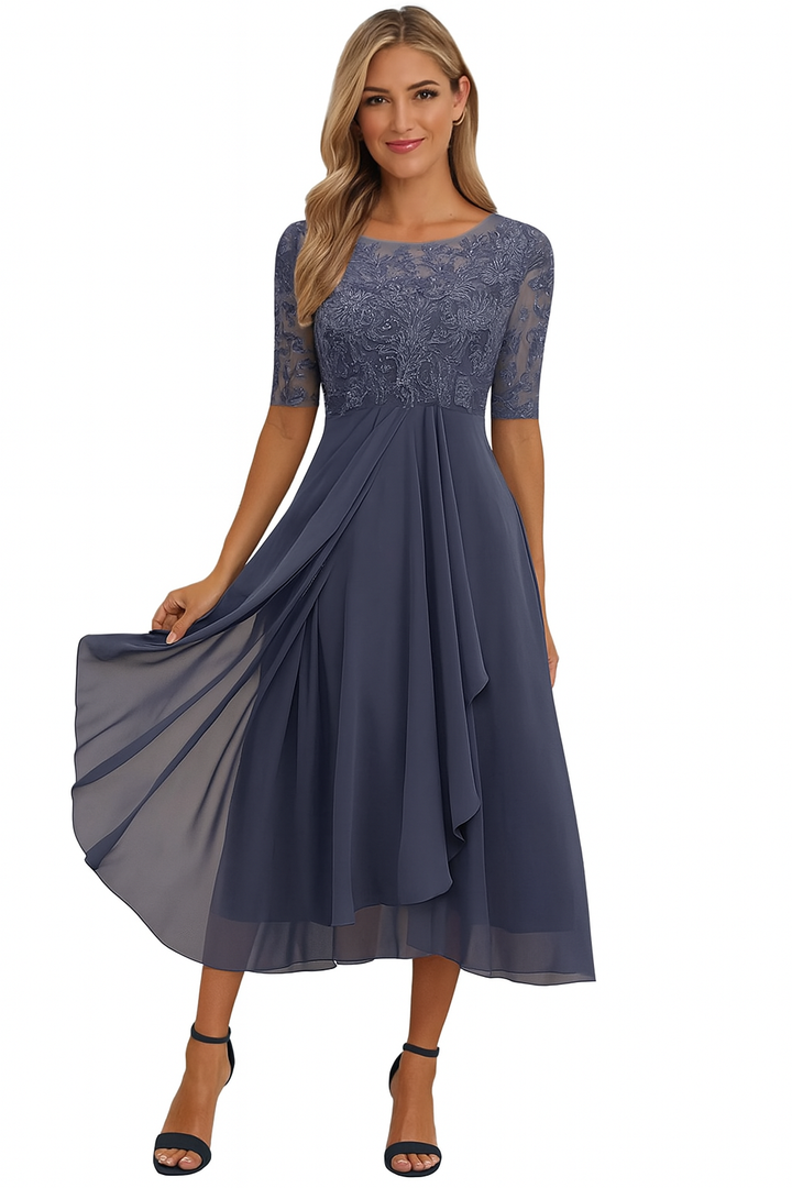 Damen Sommer A Linie Midi Kleid