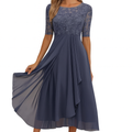Damen Sommer A Linie Midi Kleid