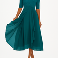 Damen Sommer A Linie Midi Kleid