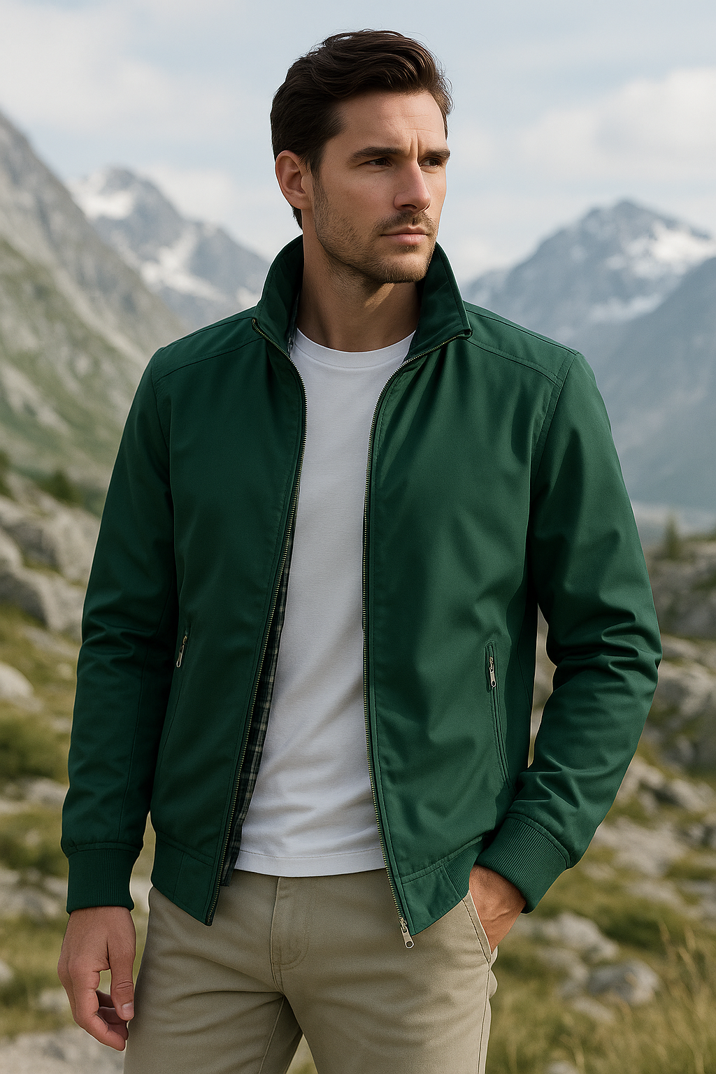 Herren Leichte Reißverschlussjacke mit Stehkragen