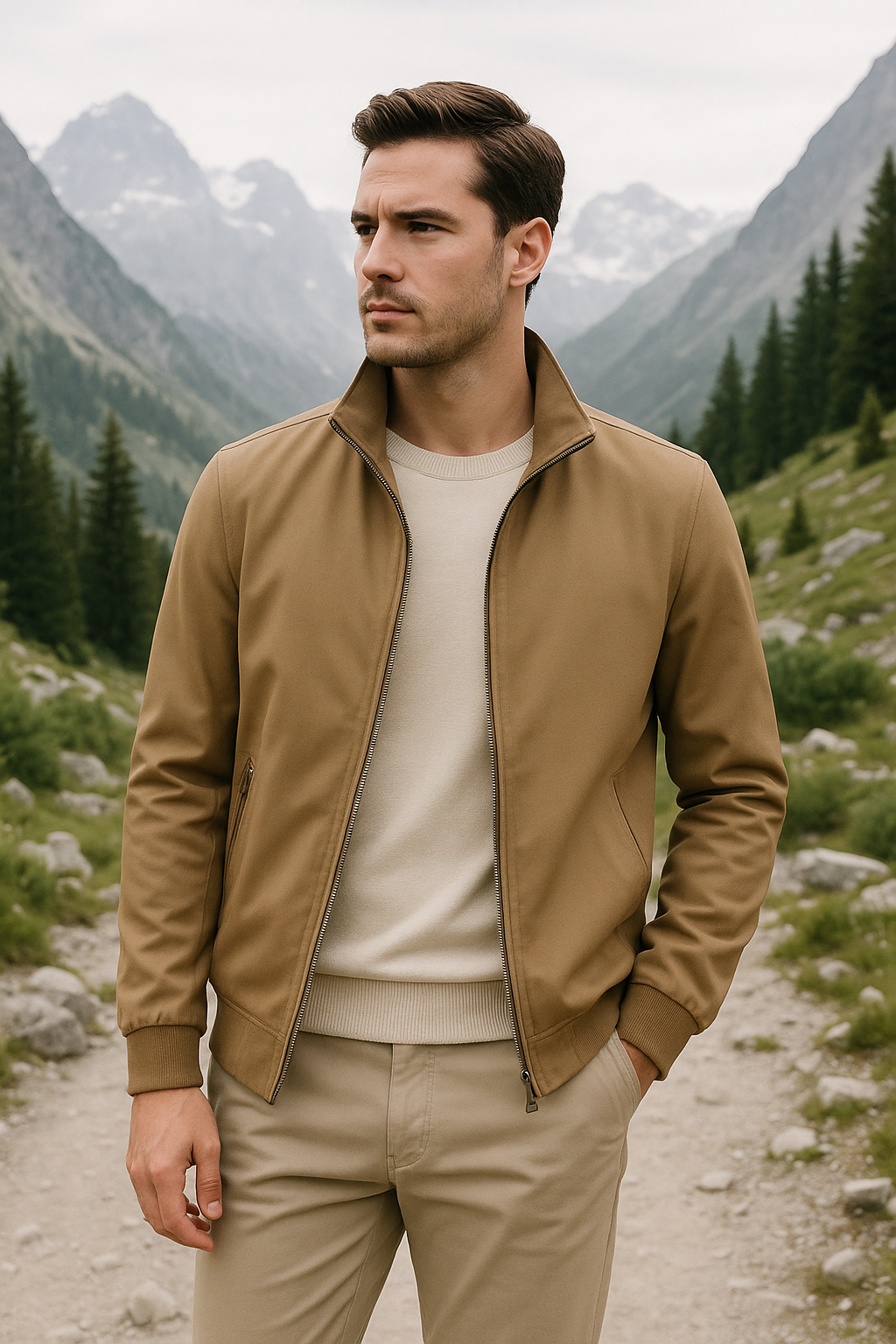 Herren Leichte Reißverschlussjacke mit Stehkragen