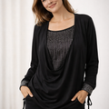 Damen Bluse Langarm mit Pailletten
