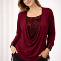 Damen Bluse Langarm mit Pailletten