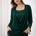 Damen Bluse Langarm mit Pailletten