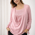 Damen Bluse Langarm mit Pailletten