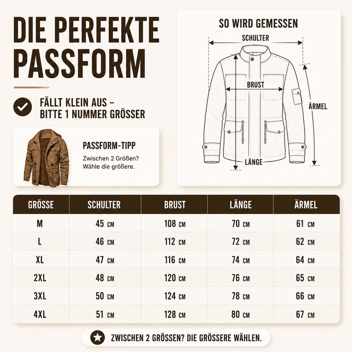 Herren Übergangsjacke mit warmem Futter & Multitaschen