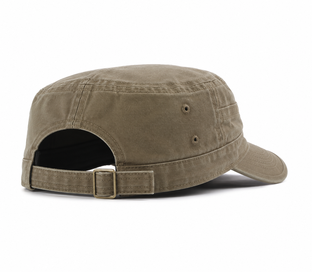 Flache Militär-Sonnenkappe mit breitem Schirm, Waschbar