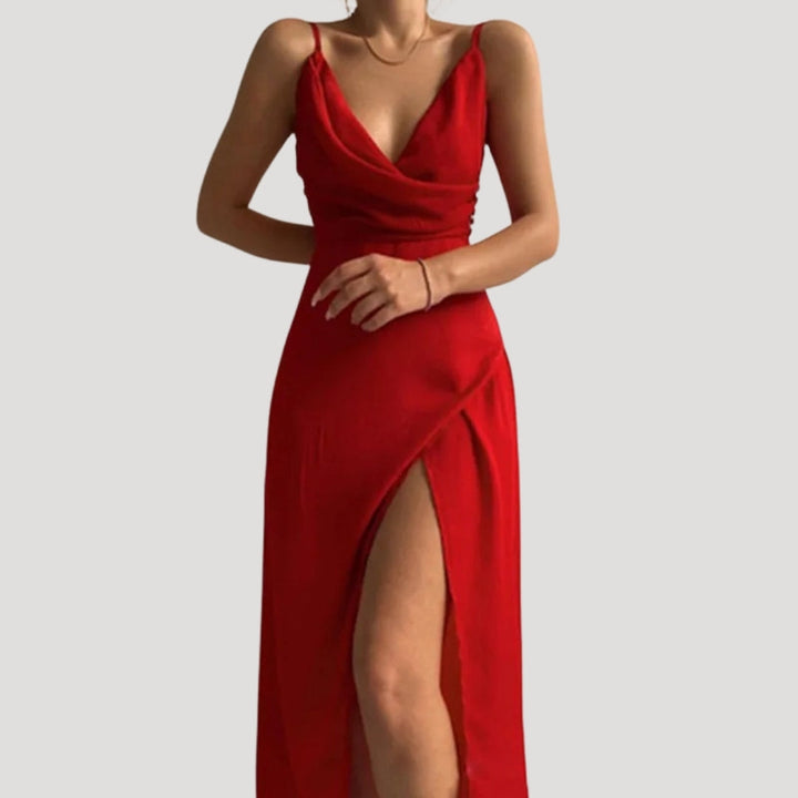 Damen Maxi Kleid mit Schlitz für Hochzeitsgäste