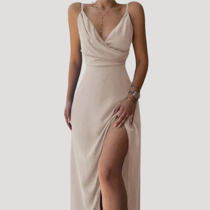 Damen Maxi Kleid mit Schlitz für Hochzeitsgäste