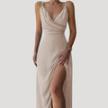 Damen Maxi Kleid mit Schlitz für Hochzeitsgäste