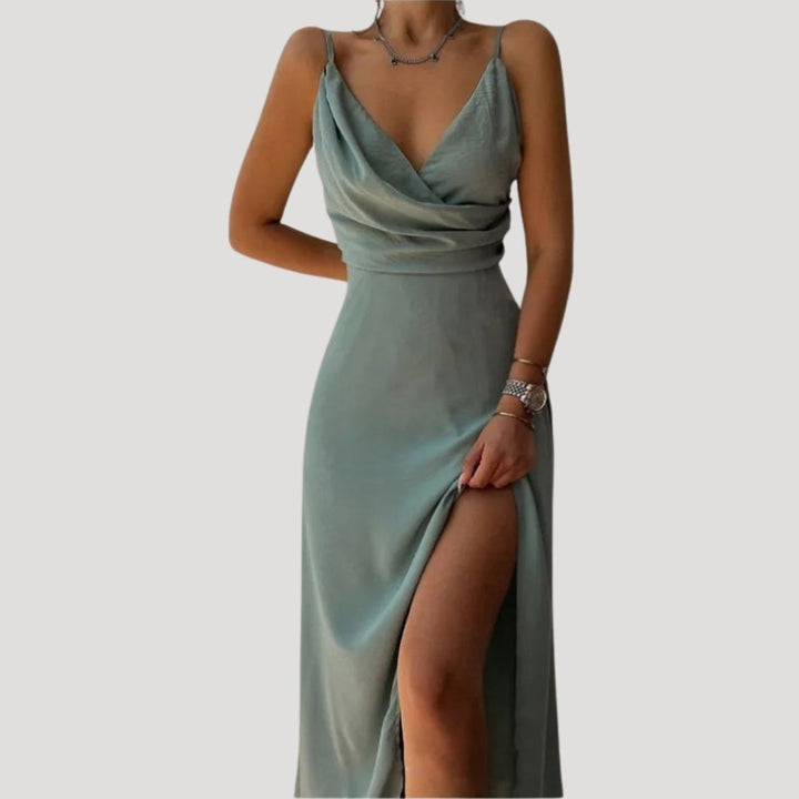 Damen Maxi Kleid mit Schlitz für Hochzeitsgäste