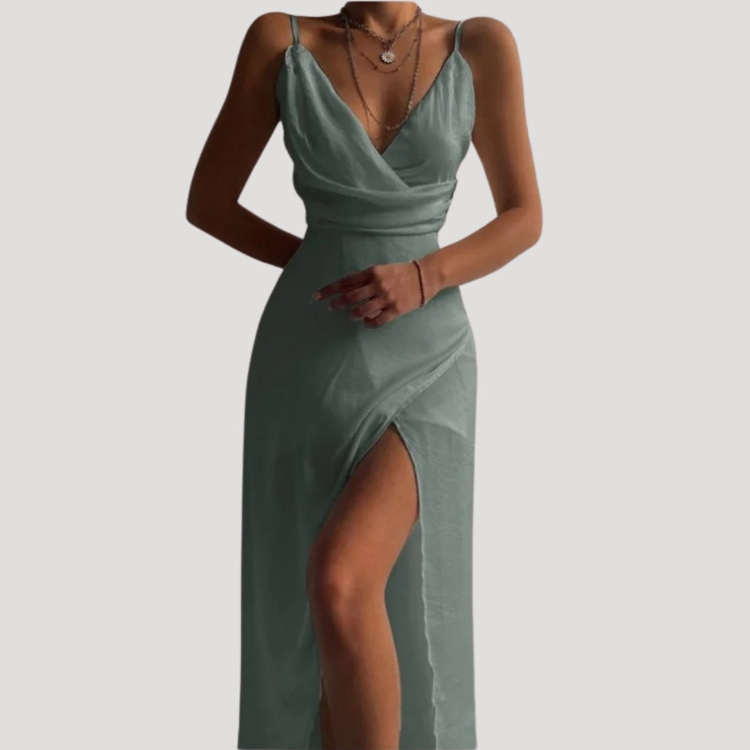 Damen Maxi Kleid mit Schlitz für Hochzeitsgäste