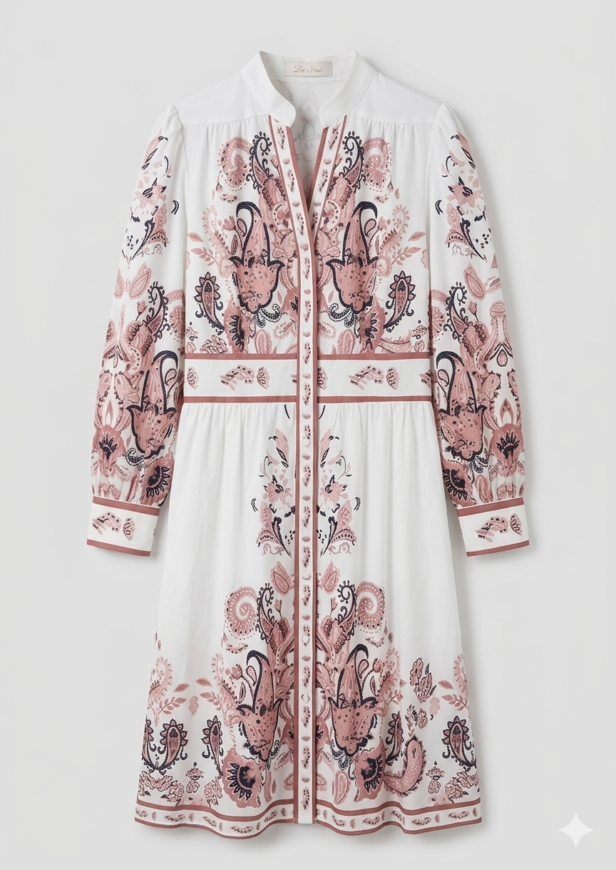 Urlaub Maxikleid Mit V-Ausschnitt und Langen Ärmeln in Blumenmuster