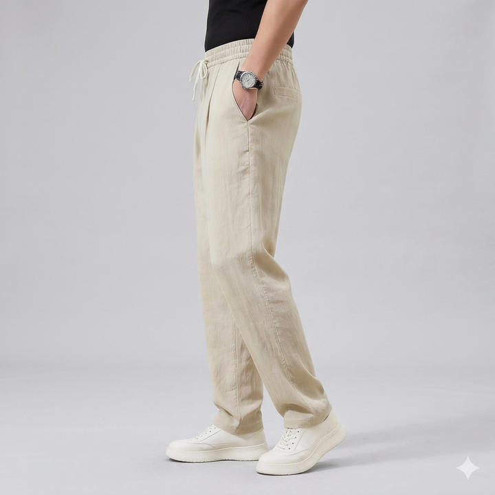 Herren lässige Leinen-Loungehose im Zen-Stil – weites Bein Yogahose atmungsaktiv Sommerhose