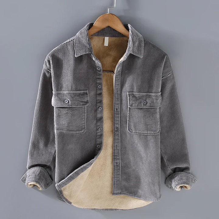 Herren warme Cordjacke mit Knopfleiste