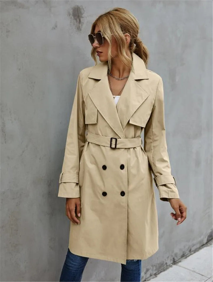Damen Lässiger Trenchcoat Mit Doppelter Knopfleiste Und Reverskragen