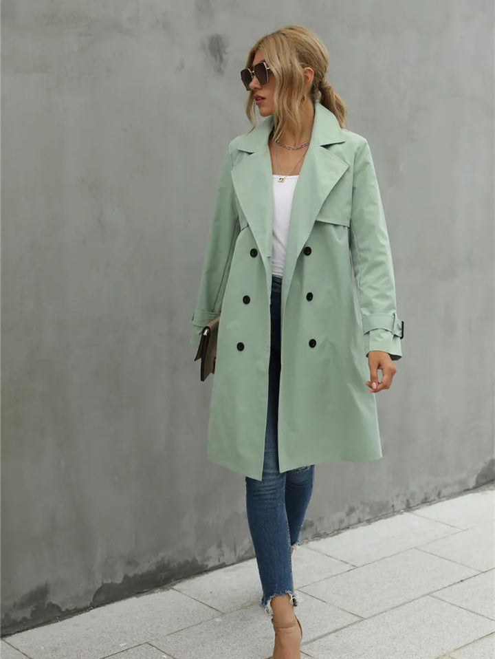 Damen Lässiger Trenchcoat Mit Doppelter Knopfleiste Und Reverskragen