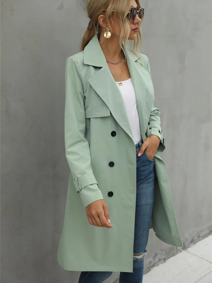 Damen Lässiger Trenchcoat Mit Doppelter Knopfleiste Und Reverskragen